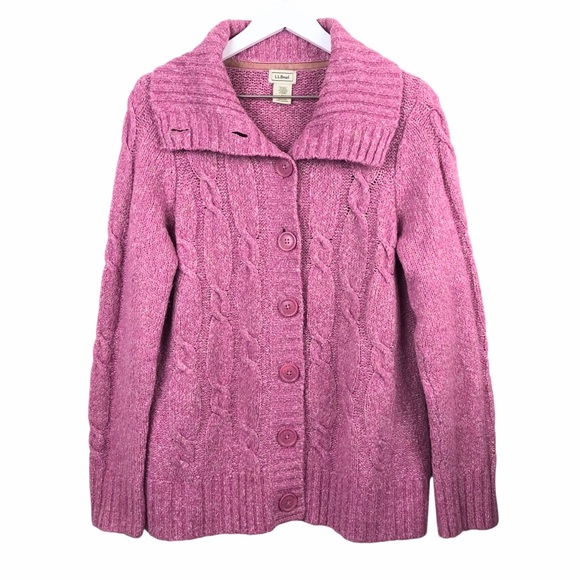 L.L. Bean Sweaters - L.L. Bean Wool Blend Cable Knit Cardigan Sweater